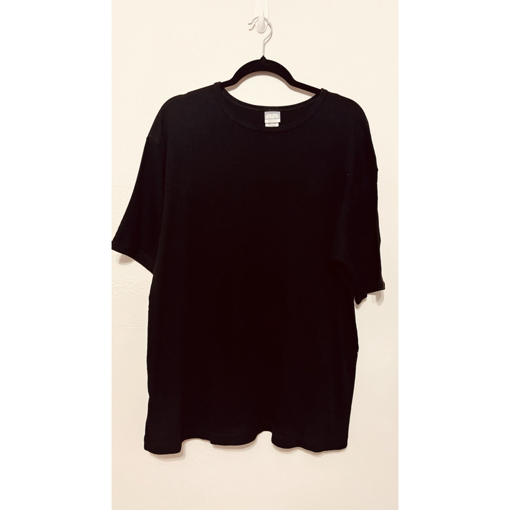VTG Utility Shirt Men XL Black Ribbed Short Sleeve Pullover Crew Y2K 90s Skater